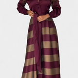 Nessia Dlouhé Pruhované Košilové Šaty s Páskem