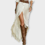 Elegantní maxi šaty s knoflíky v západním stylu