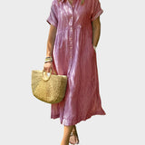 Pruhované košilové šaty s klopami, knoflíky a funkčními kapsami