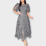 Elegantní květinové krajkové midi šaty