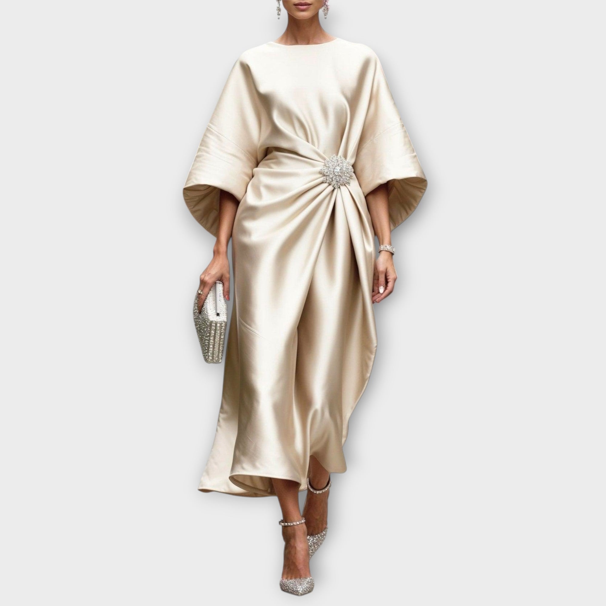 Elegantní saténové midi šaty