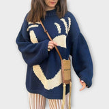 Ručně vyráběný abstraktní umělecký pletený svetr