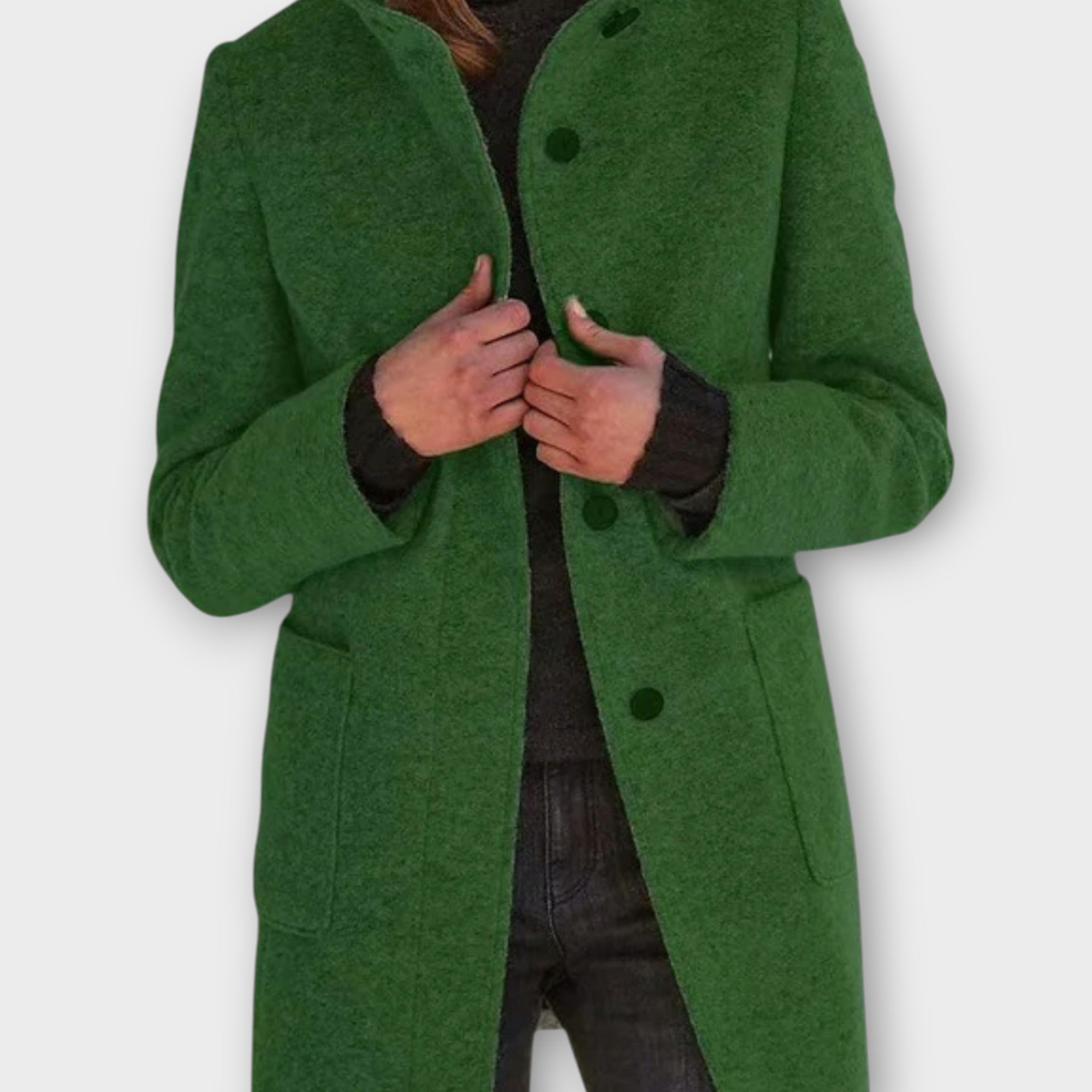 Nadčasový kabát s knoflíky a střední délkou