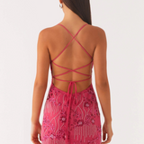 AURA - Lesklé šaty s ramínky