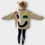 Ručně vyráběný abstraktní umělecký pletený svetr