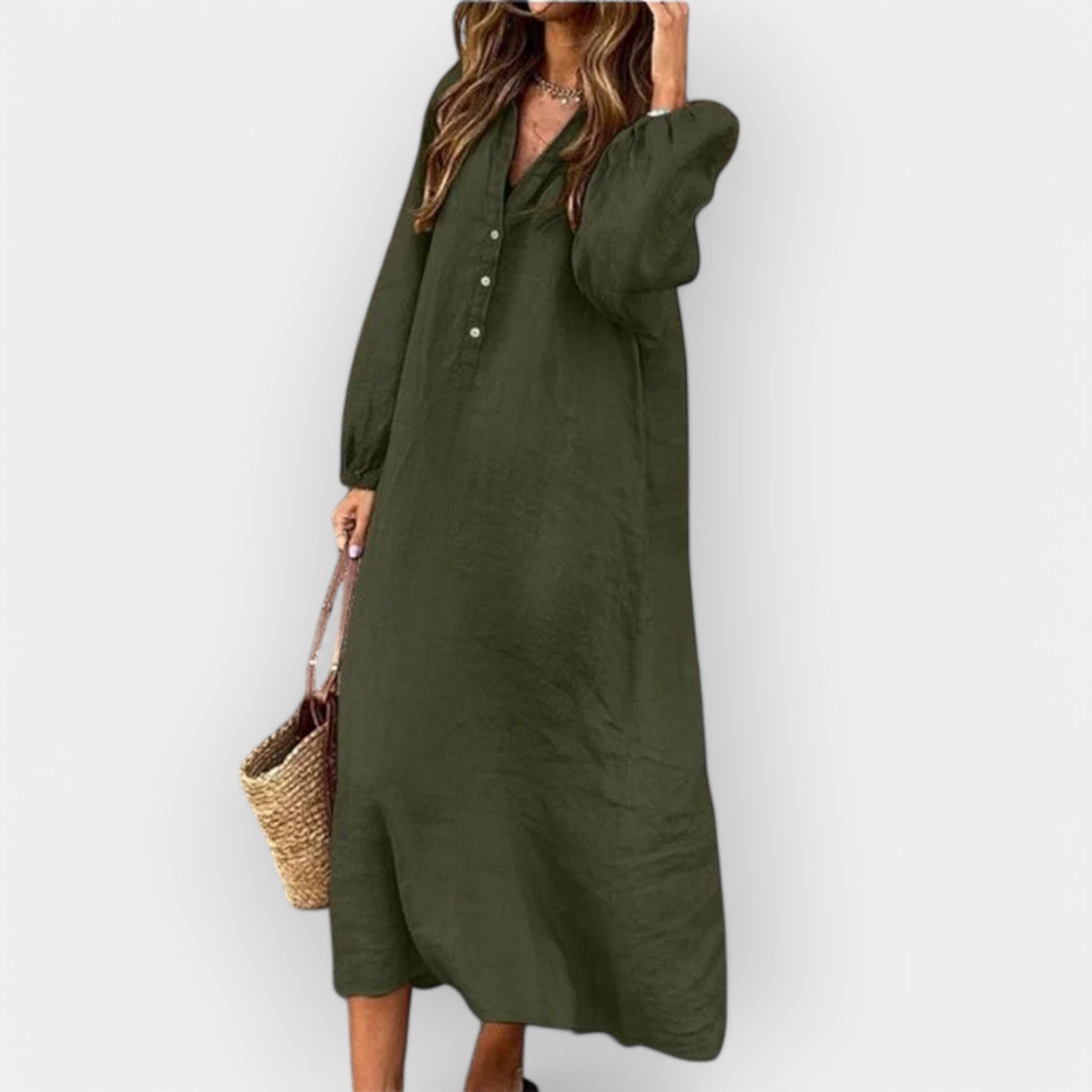 Elegantní lněné šaty se stylovou linií