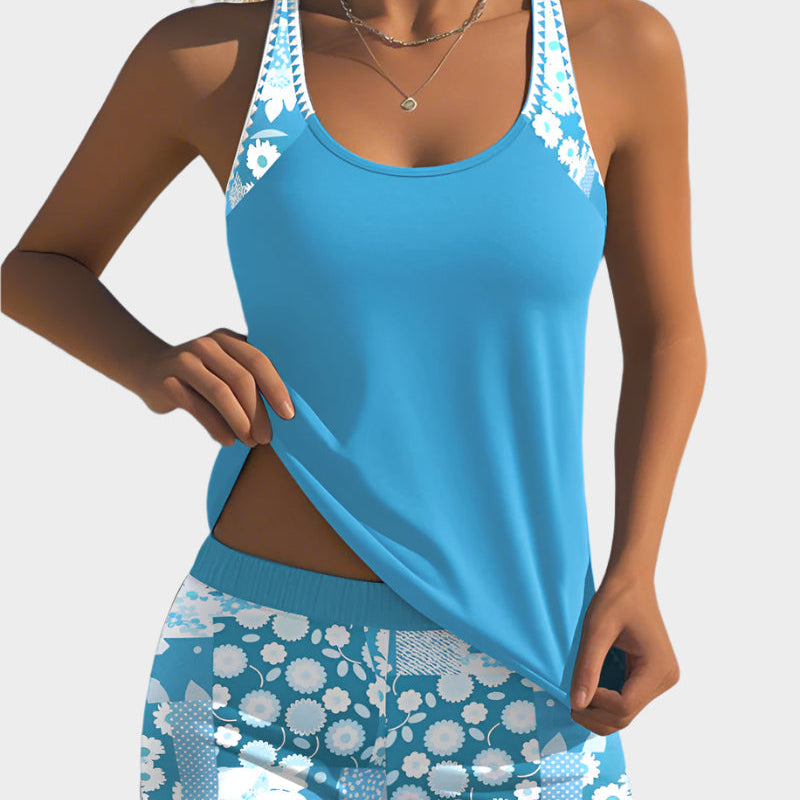 Pohodlné dvoudílné plavky s květinovým vzorem