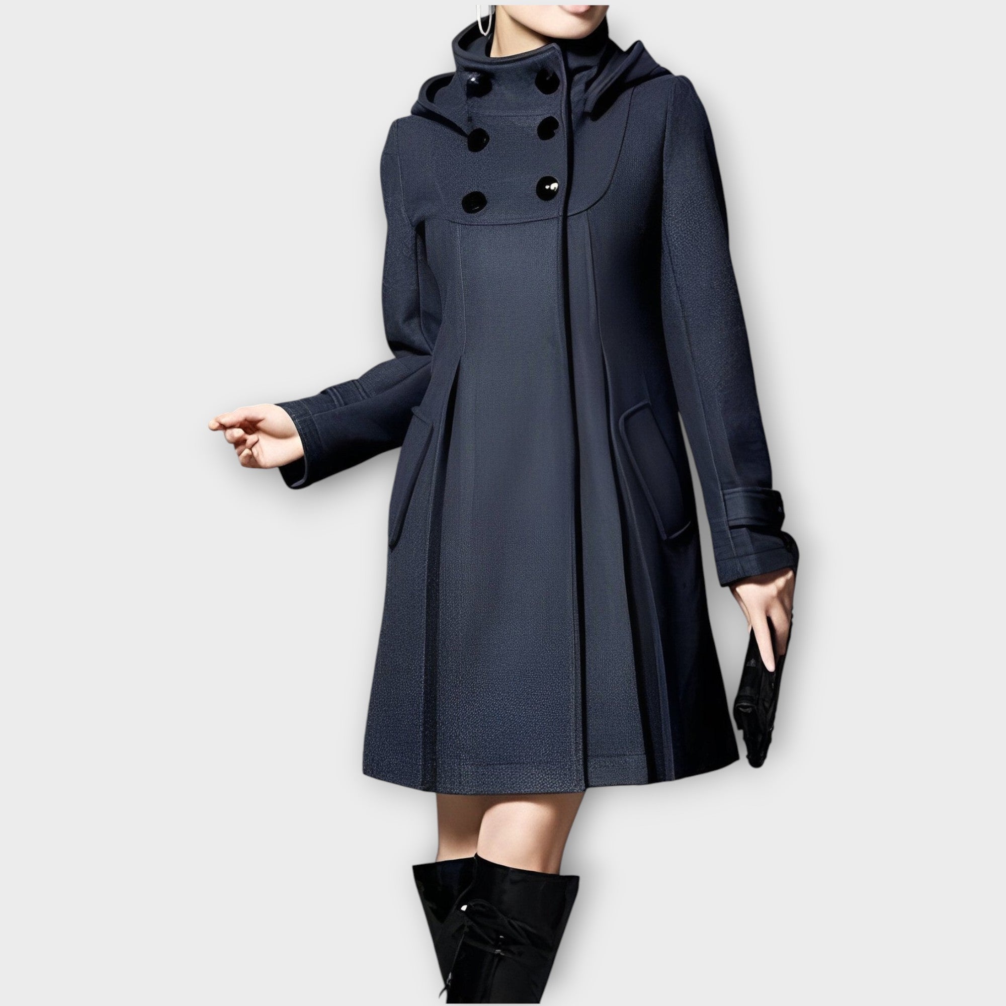 Elegantní kabát s dvojitým zapínáním