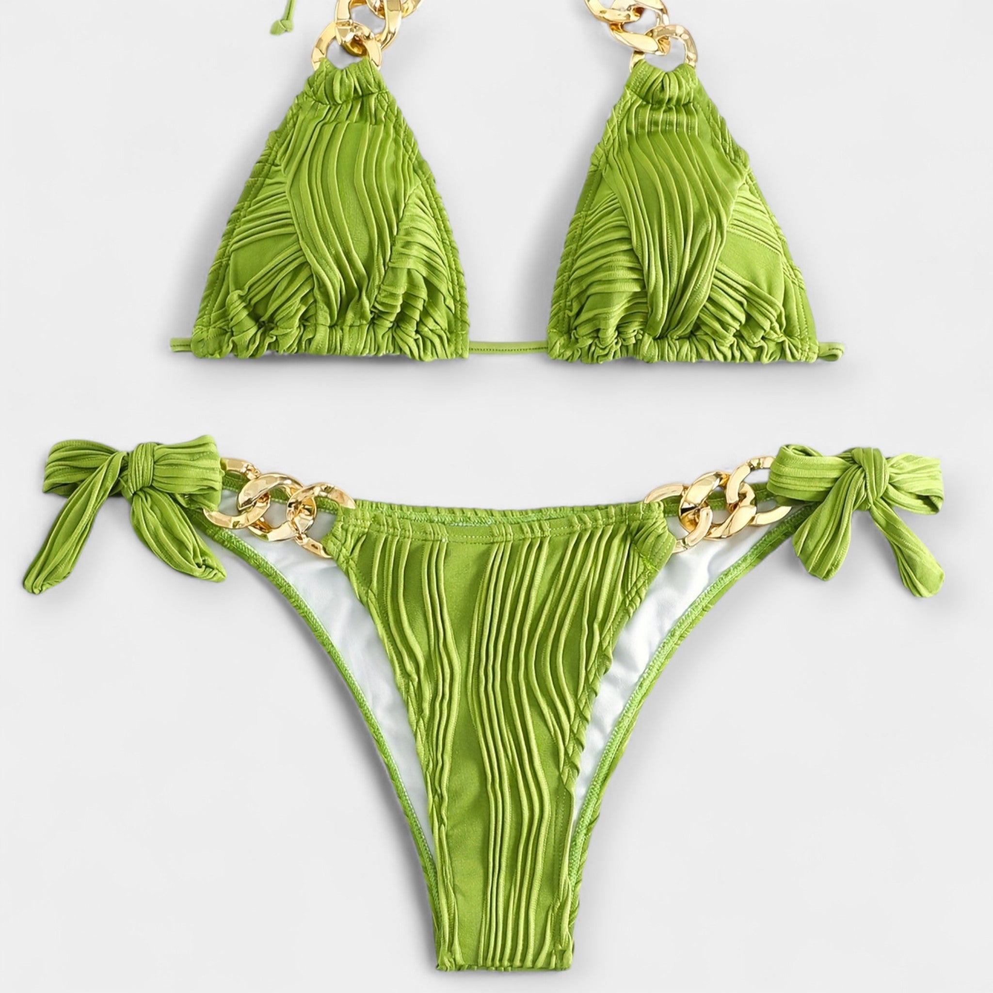 Pruhovaný bikini set s volány
