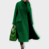 Dlouhý kabát s dvojitým zapínáním z vlněné směsi