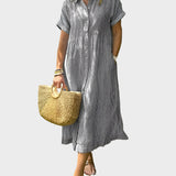 Pruhované košilové šaty s klopami, knoflíky a funkčními kapsami