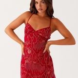 AURA - Lesklé šaty s ramínky