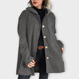 Sametová bunda s kapucí na knoflíky