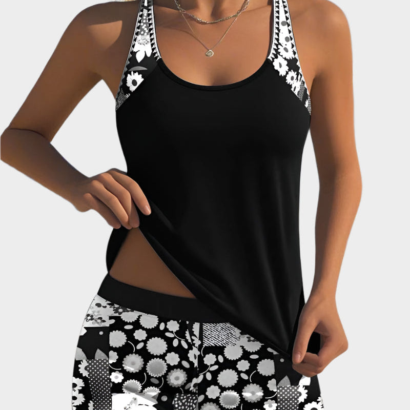 Pohodlné dvoudílné plavky s květinovým vzorem