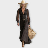 Vintage Western Denim Maxi Šaty