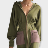 Maxi šaty na zip s kontrastními kapsami