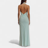 Maxi šaty s vázacím límcem