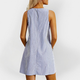 Šaty bez rukávů s pruhy