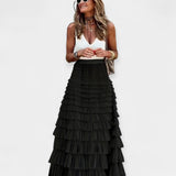 Boho sukně s mesh saténovým lemem