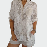 Hedvábná Blůza s Květinovým Vzorem