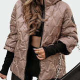 Bavlněná bunda s kapucí a dlouhými rukávy v prošívaném designu