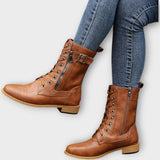 Klasické kožené kotníkové boty na šněrování