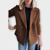 Dvojřadý blejzr s pletenými rukávy