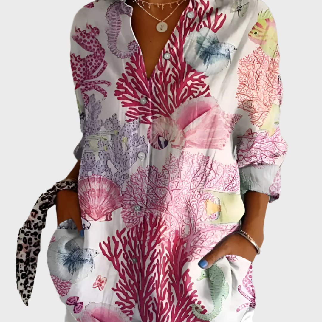 Bavlněná blůza s květinovým vzorem