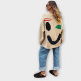 Ručně vyráběný abstraktní umělecký pletený svetr