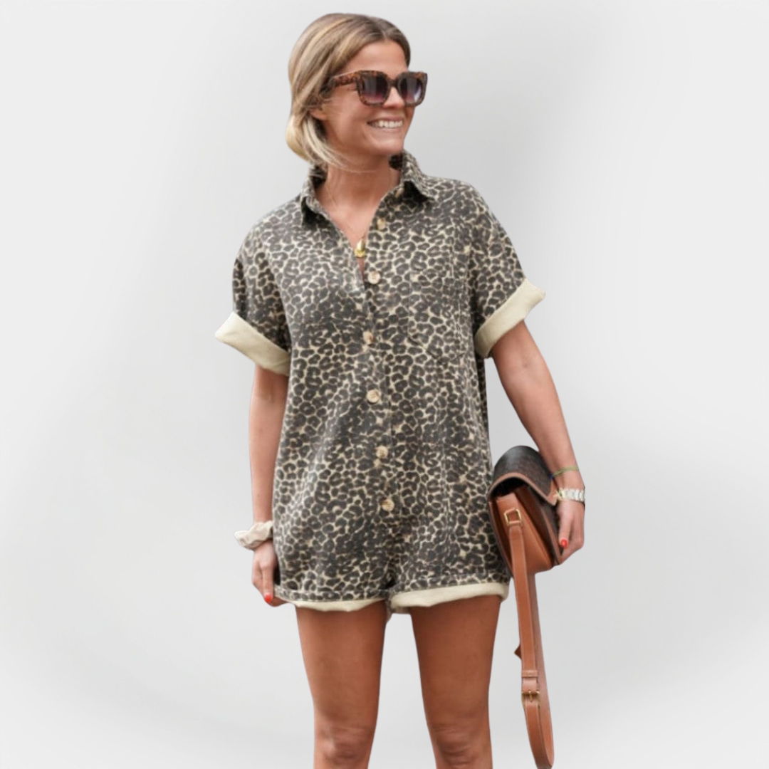 Dámský overal s leopardím potiskem