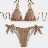 Pruhovaný bikini set s volány
