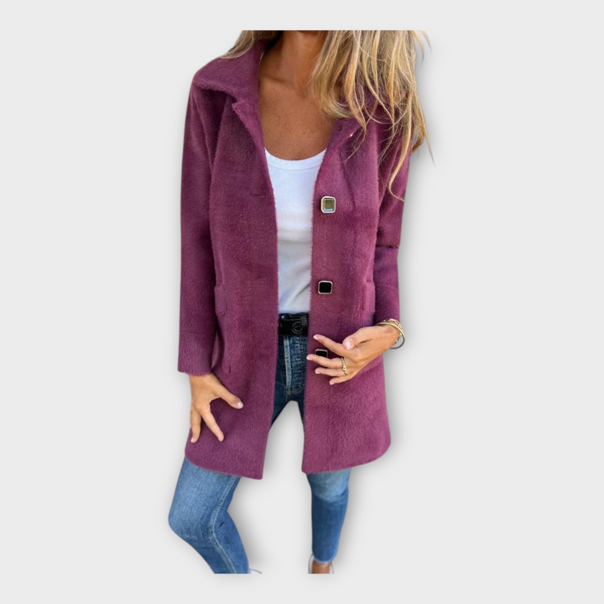 Vlněný kabát s elegantním zapínáním