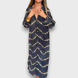 Maxi šaty s batikou a dlouhými rukávy