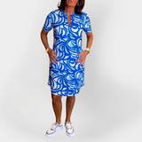 Midi šaty s vzorem a krátkými rukávy