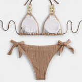 Pruhovaný bikini set s volány
