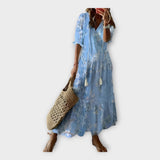 Vintage šaty s výšivkou a V výstřihem