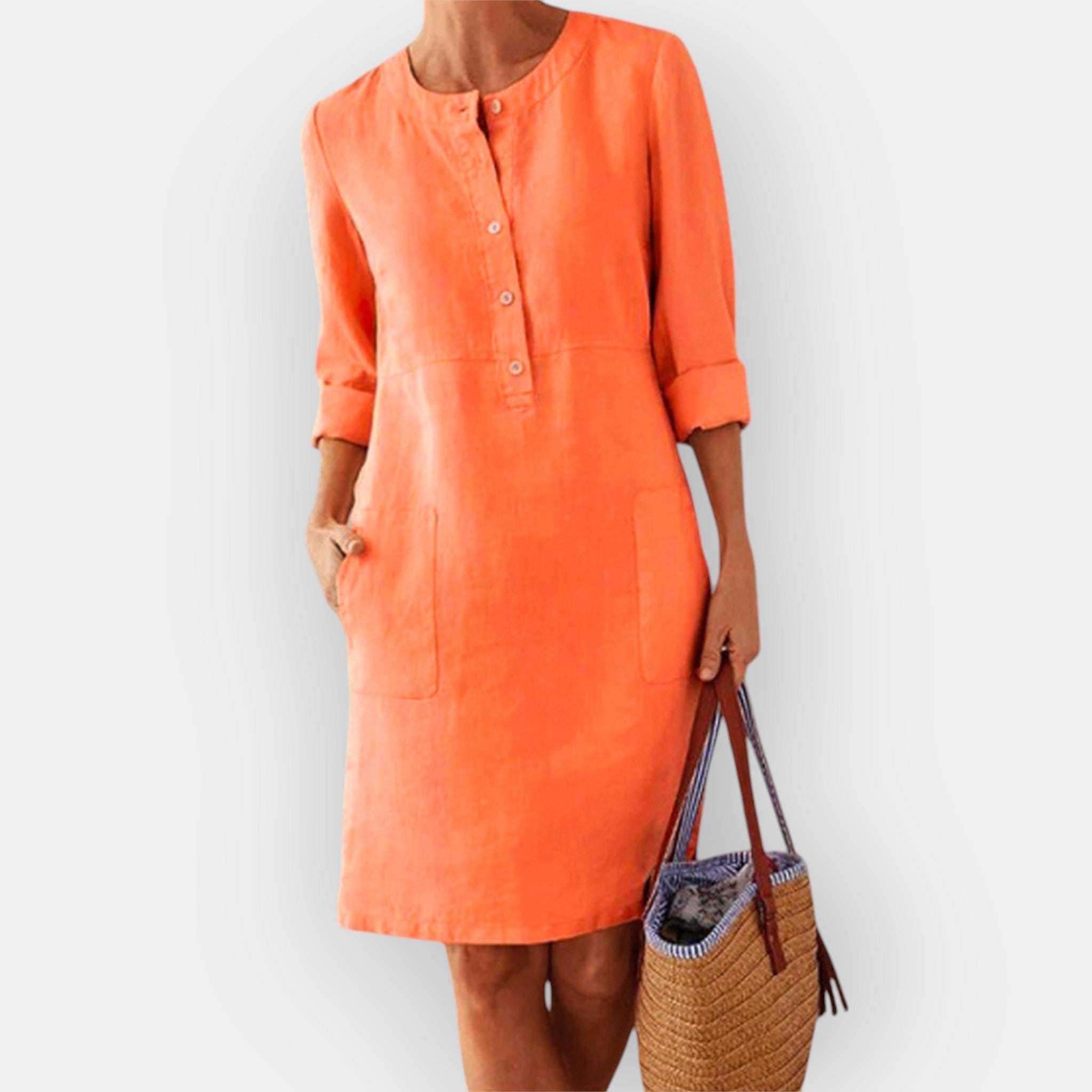 Elegantní midi šaty z bavlny s jednoduchým designem