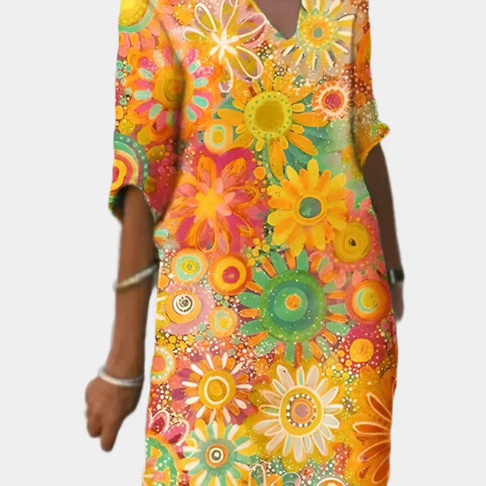 Barevné šaty s květinovým vzorem
