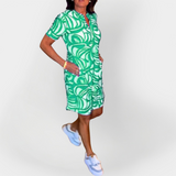 Midi šaty s vzorem a krátkými rukávy