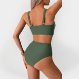 Dámské bikiny s vysokým pasem a volánem na prsou