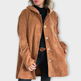 Sametová bunda s kapucí na knoflíky