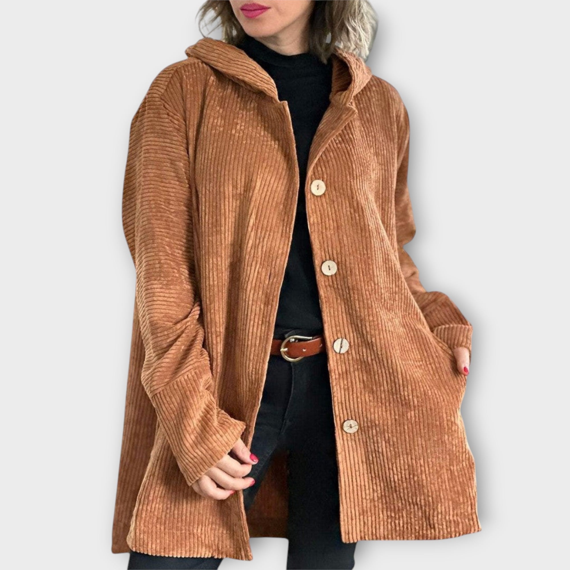 Sametová bunda s kapucí na knoflíky