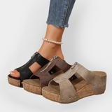 Pohodlné sandály na podpatku s zipem