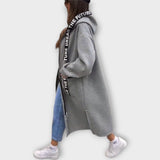 Městský pohodlný dlouhý kabát s kapucí