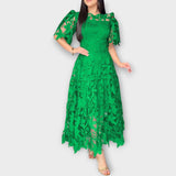 Elegantní květinové krajkové midi šaty