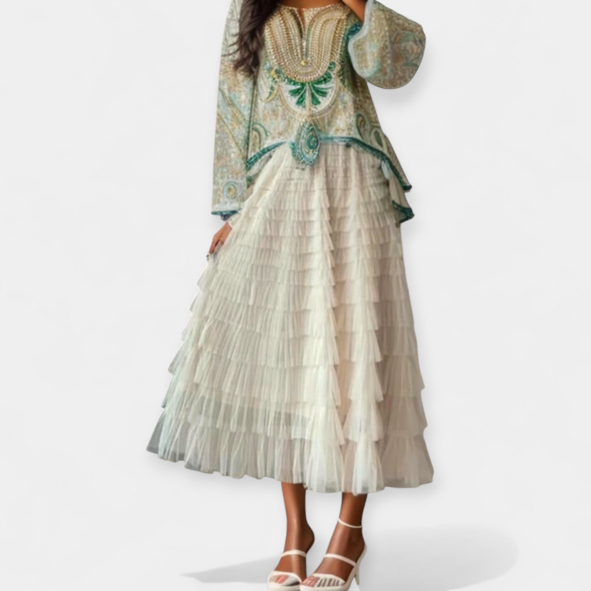 Elegantní tylová sukně s dekorativním detailem