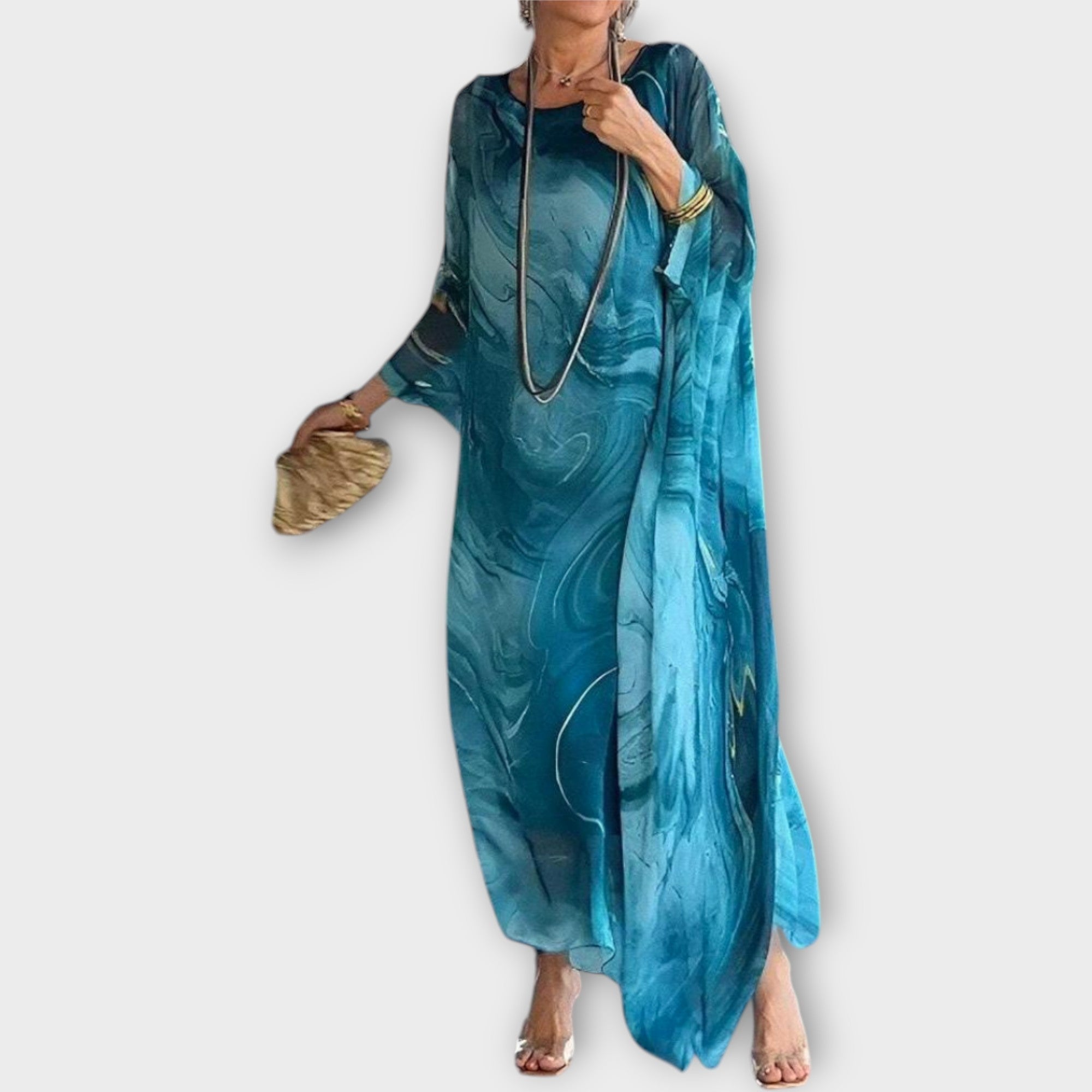 Maxi Kaftan s Průhlednou Texturou