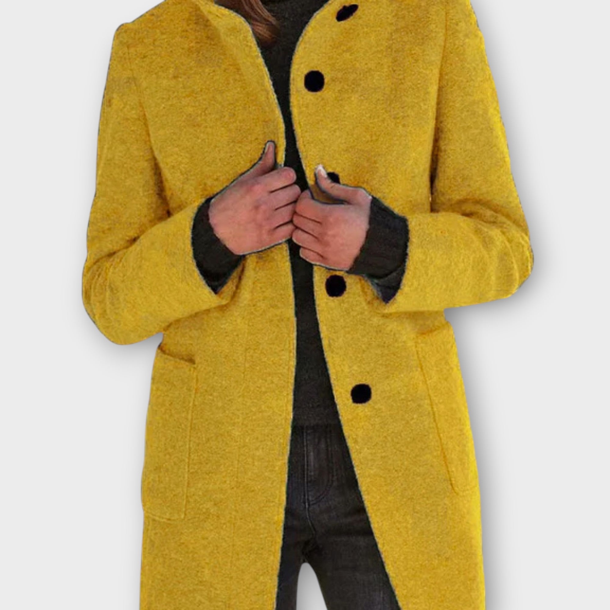 Nadčasový kabát s knoflíky a střední délkou