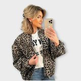 Bez námahy stylová tištěná bunda s volným střihem