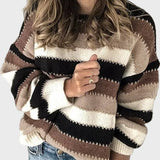 Pletený rolák se pruhovaným vzorem